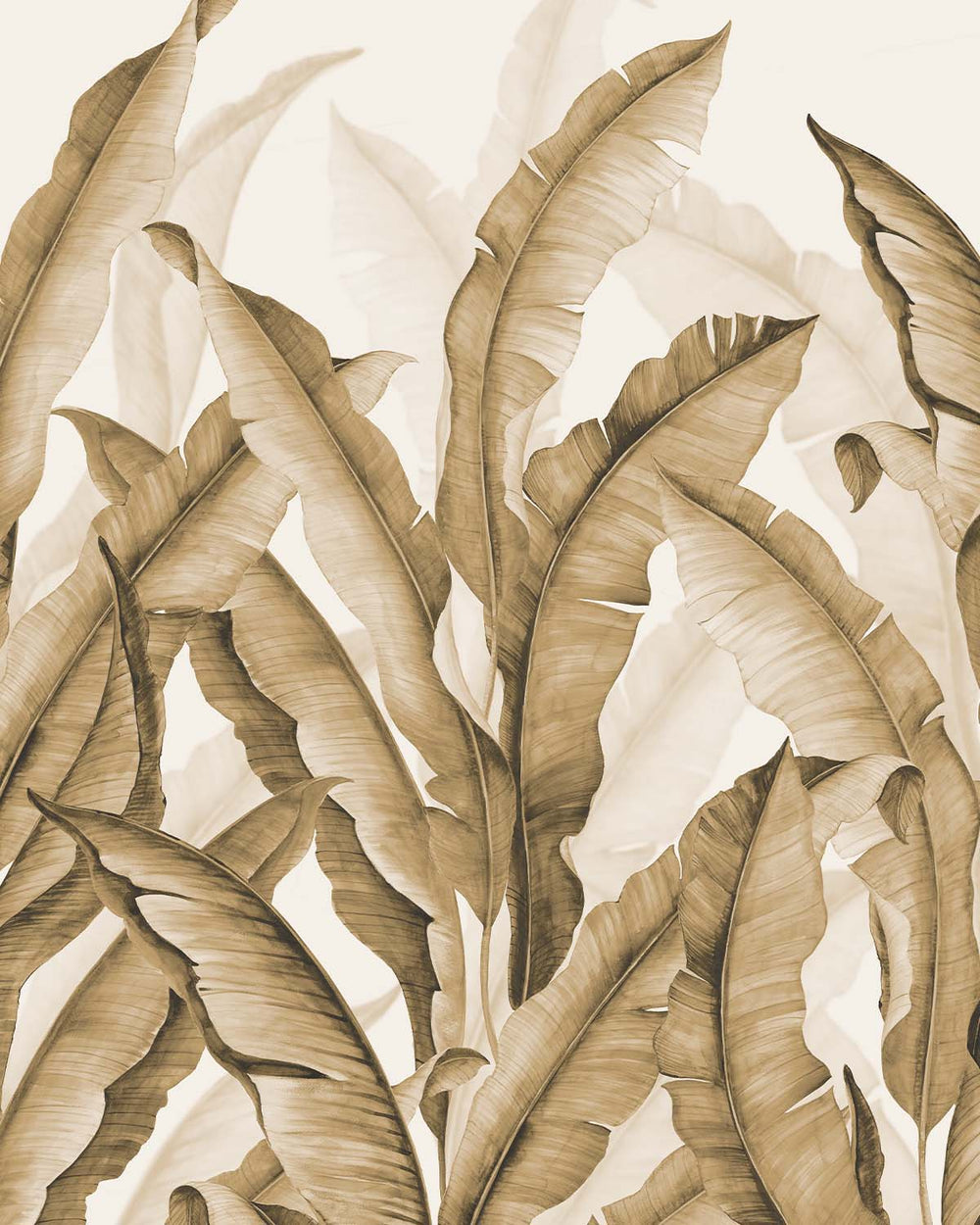 Cool Copper Watercolor Banana Leaf  Residential Mural RM9267