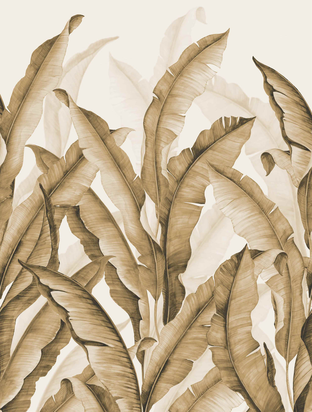 Cool Copper Watercolor Banana Leaf  Residential Mural RM9267