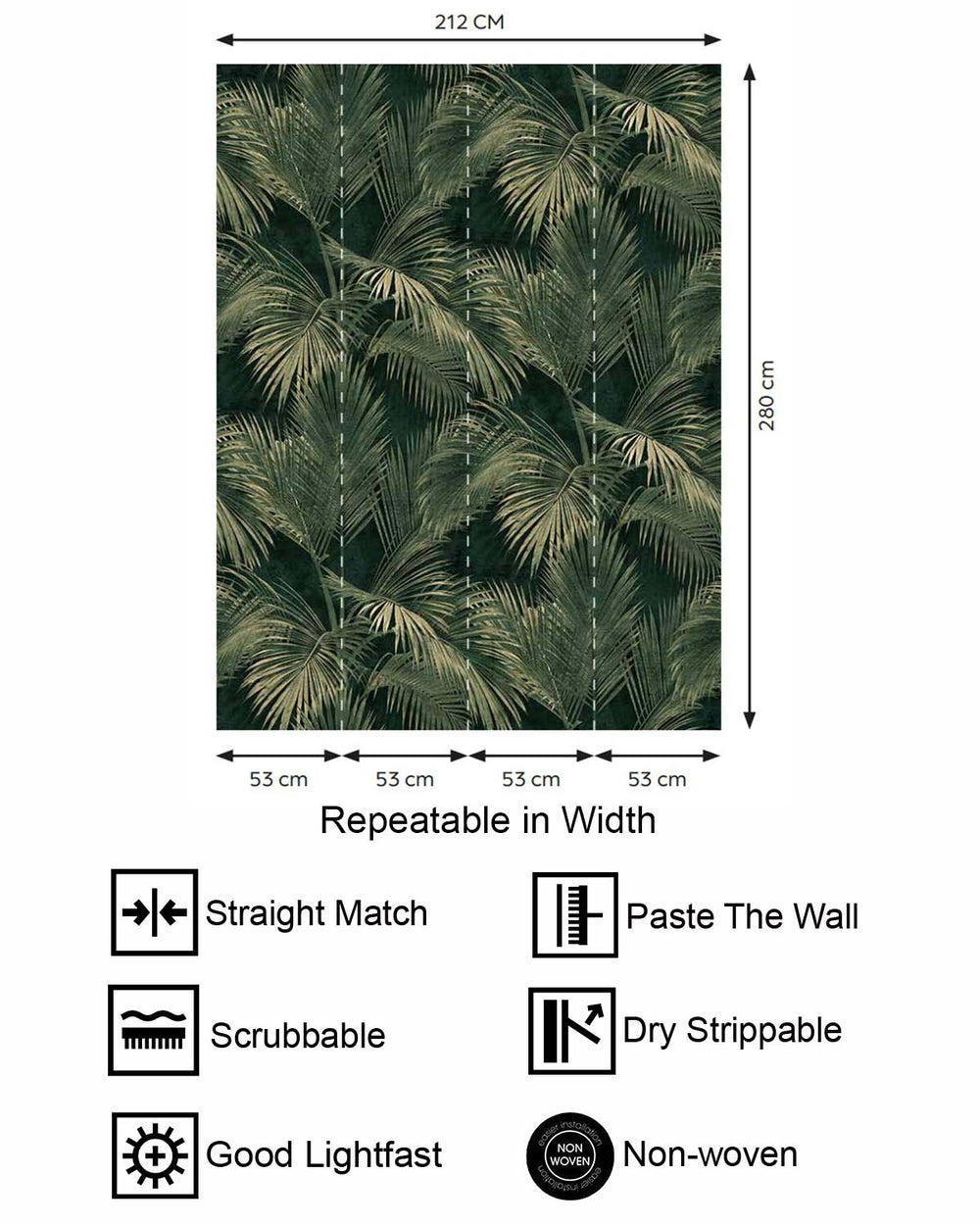 Cardin Green Twilight Palm Luxe Residential Mural RM9269