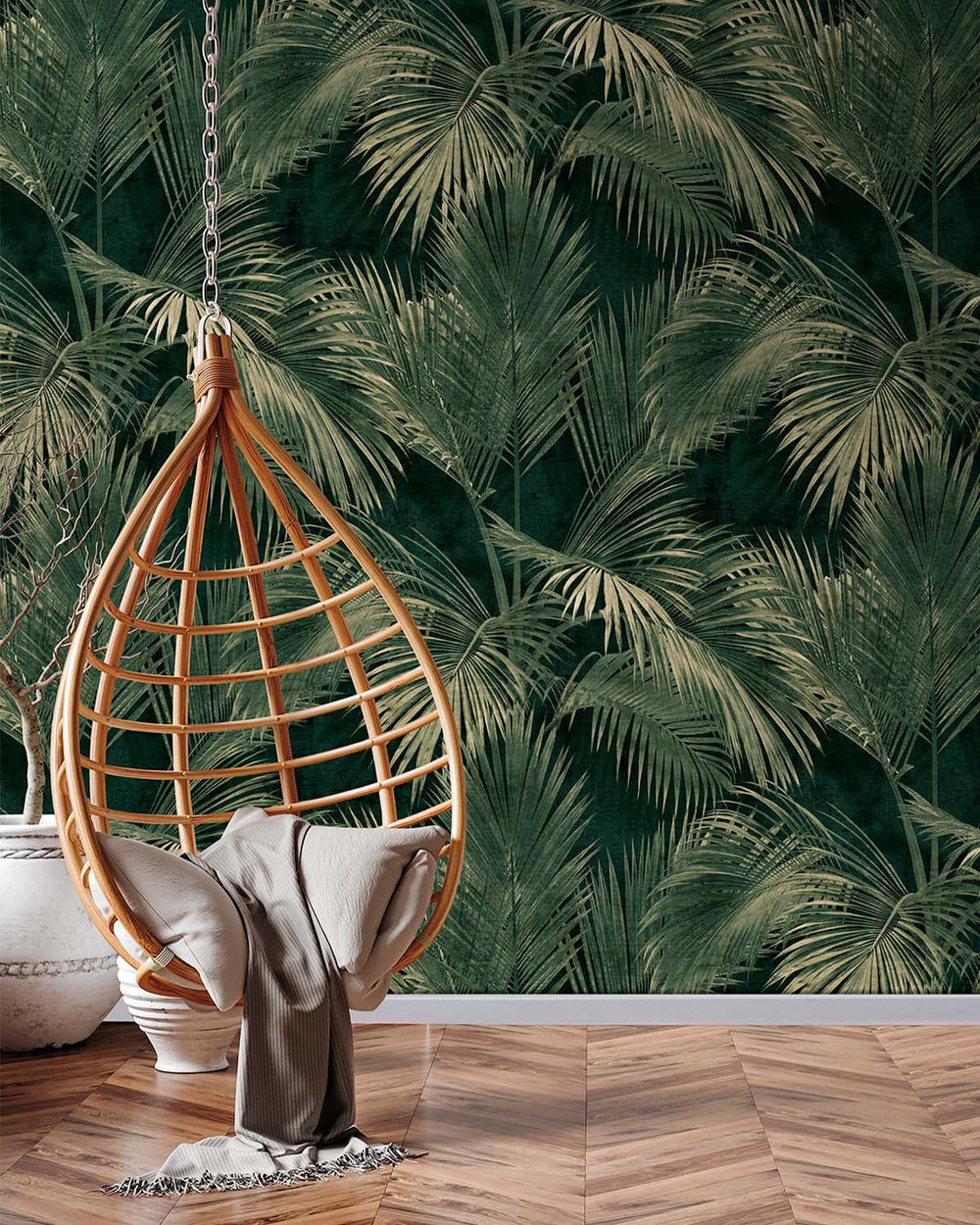 Cardin Green Twilight Palm Luxe Residential Mural RM9269