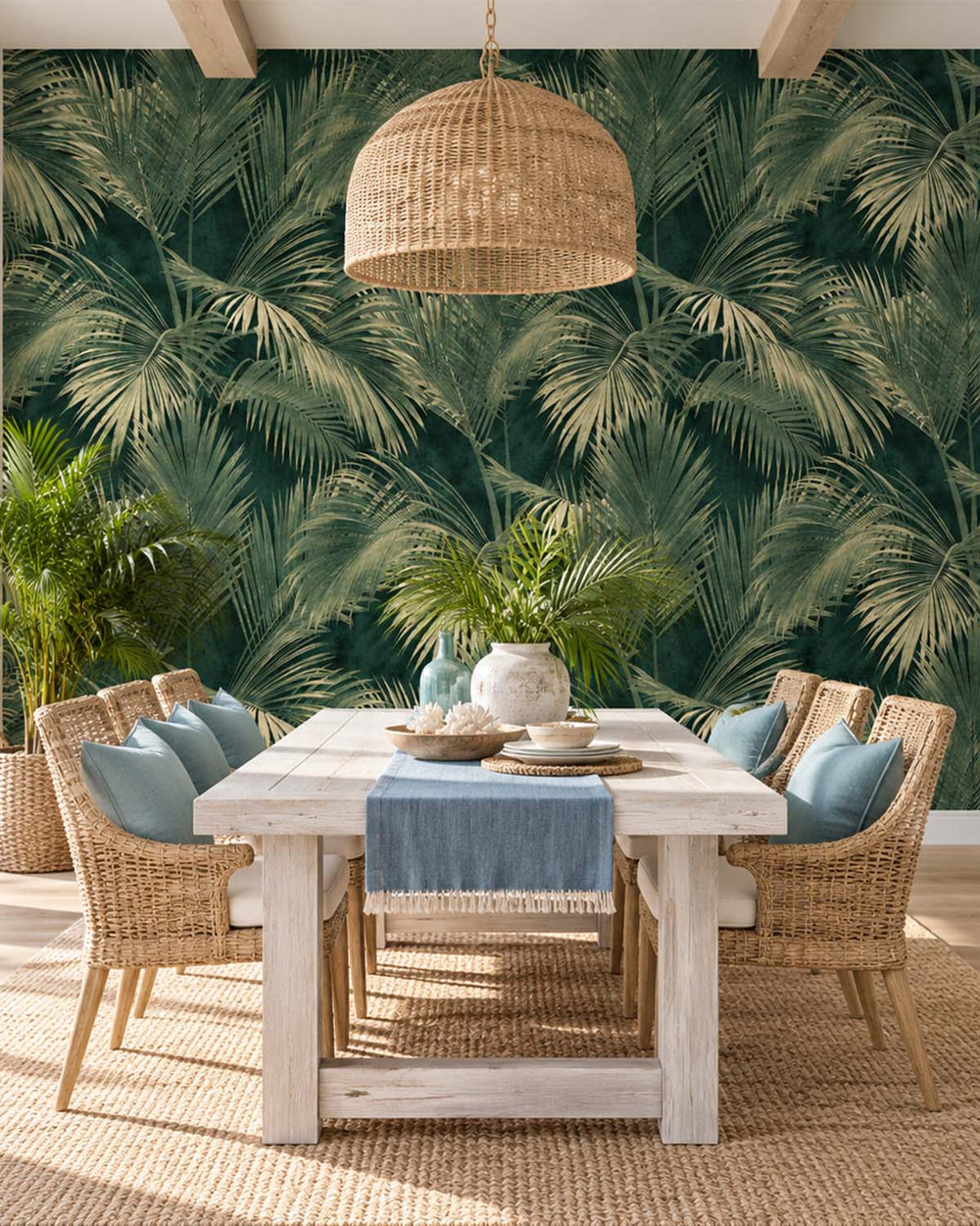 Cardin Green Twilight Palm Luxe Residential Mural RM9269