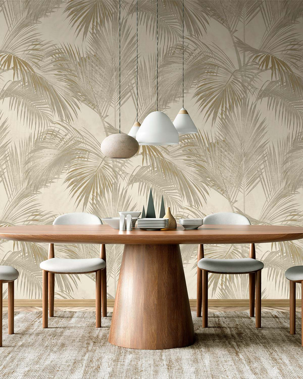 Pyrite Gold Twilight Palm Luxe Residential Mural RM9270