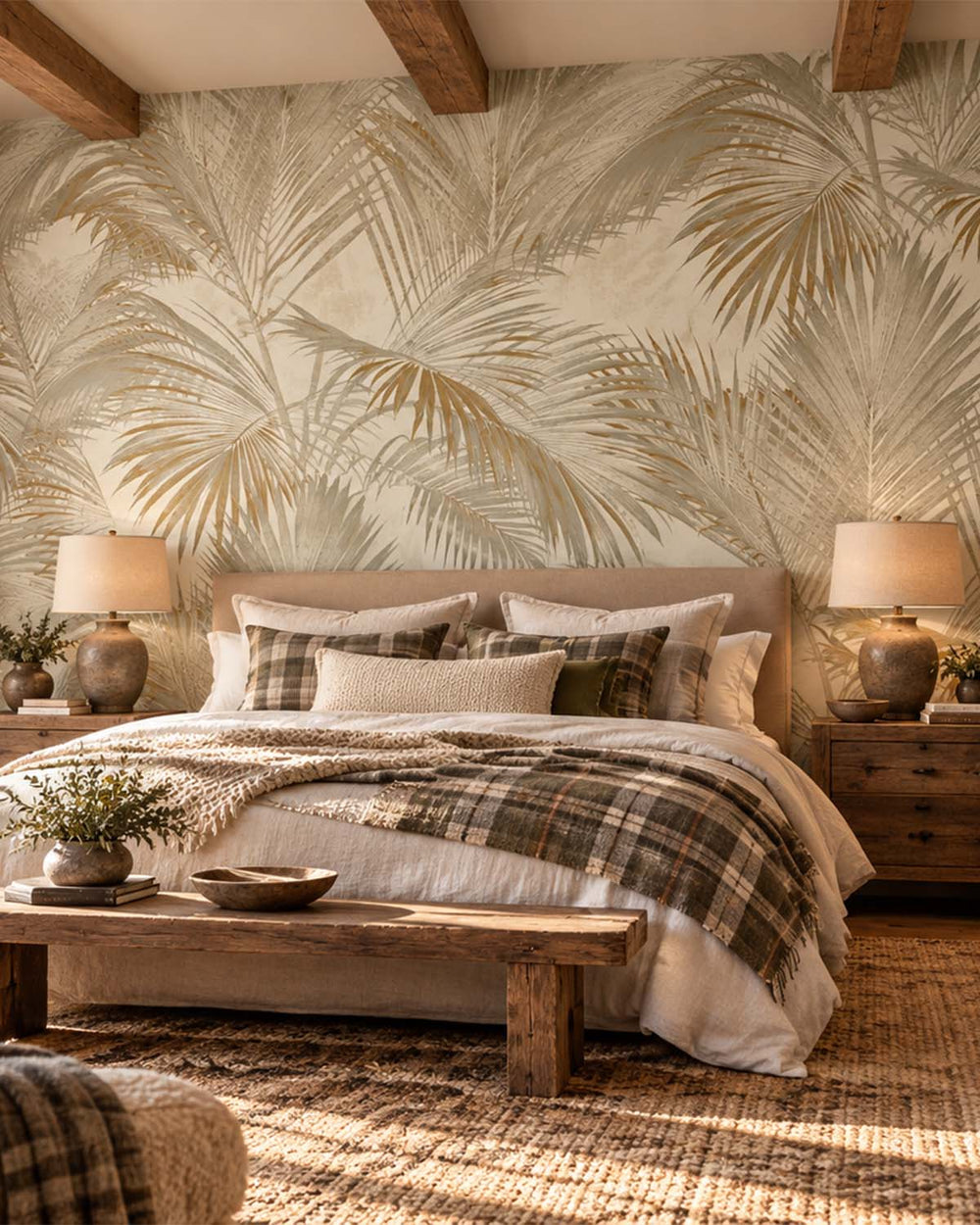 Pyrite Gold Twilight Palm Luxe Residential Mural RM9270