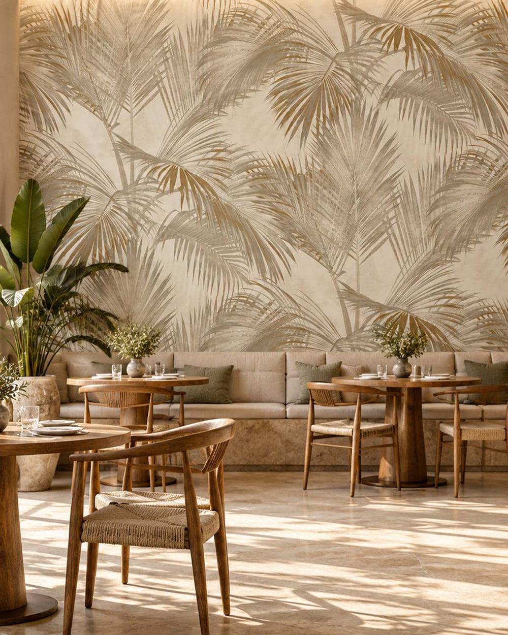 Pyrite Gold Twilight Palm Luxe Residential Mural RM9270