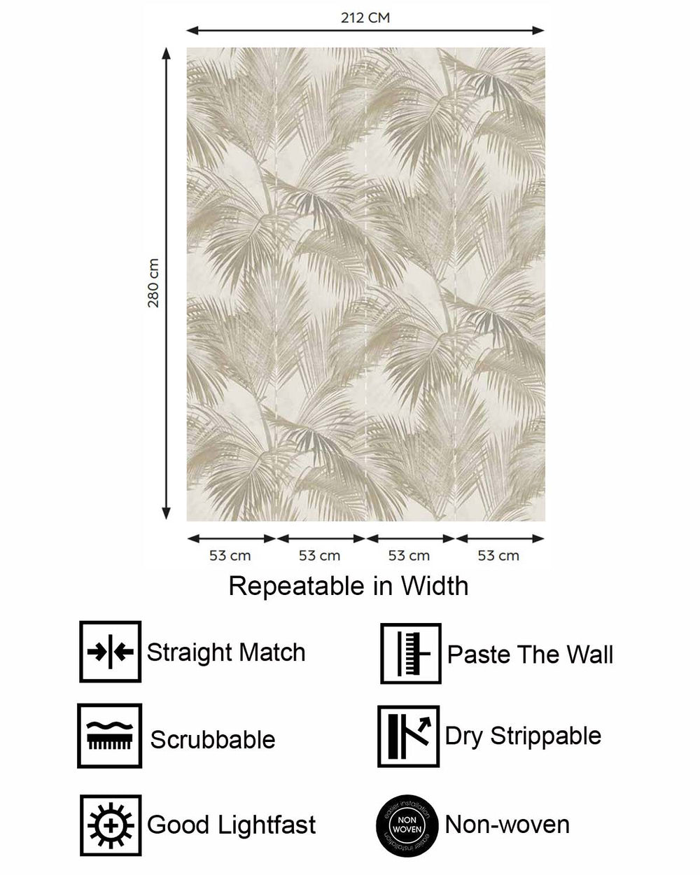Stonehenge Greige Twilight Palm Luxe Residential Mural RM9271
