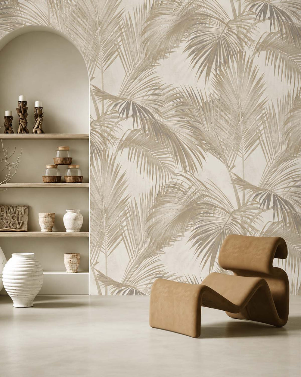Stonehenge Greige Twilight Palm Luxe Residential Mural RM9271