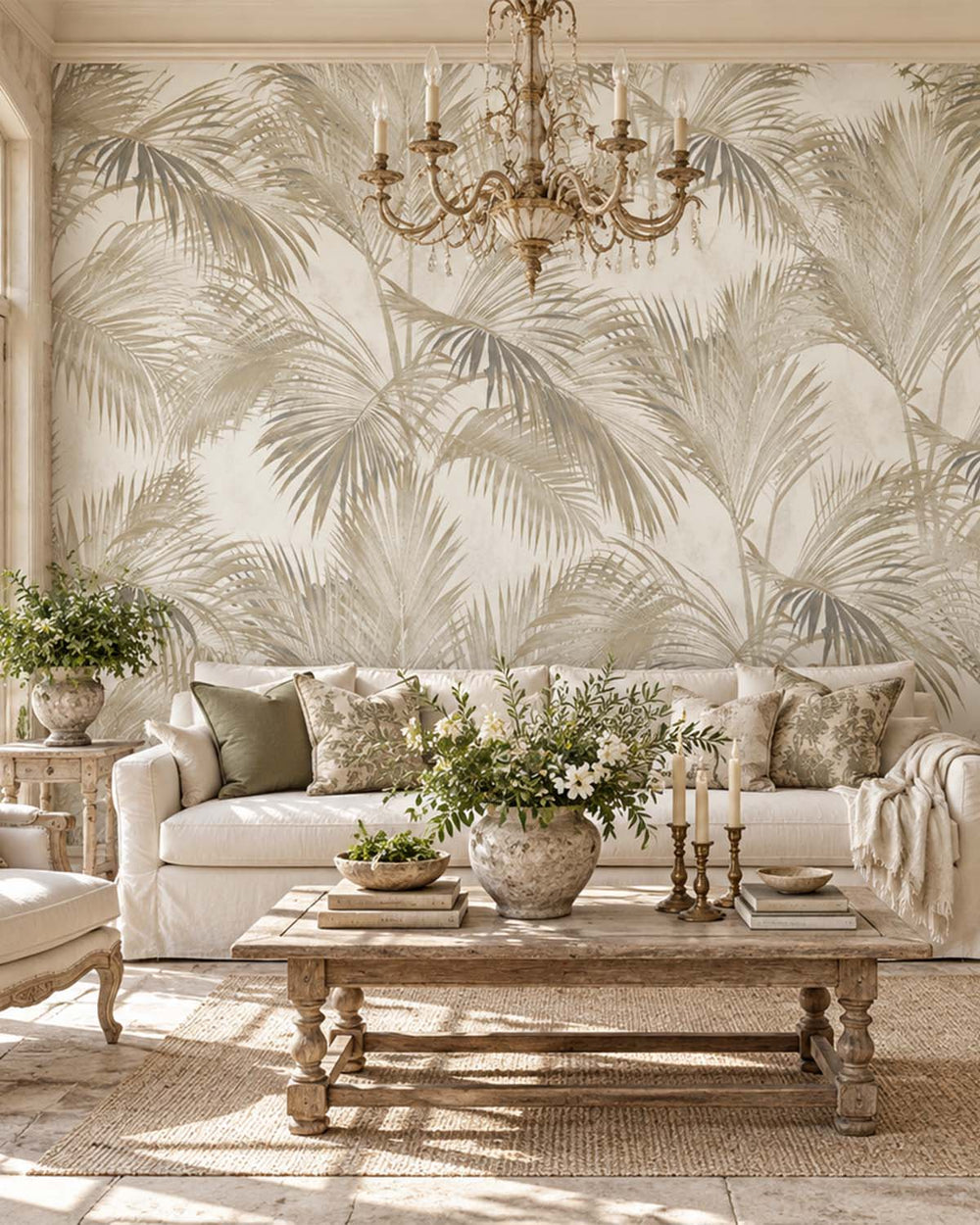 Stonehenge Greige Twilight Palm Luxe Residential Mural RM9271