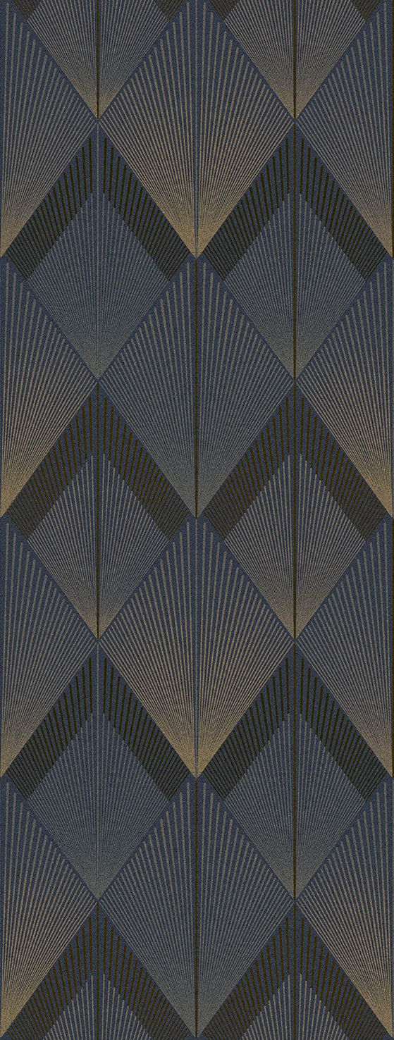 North Sea Blue Art Deco Diamond Sunburst  Residential Mural RM9272