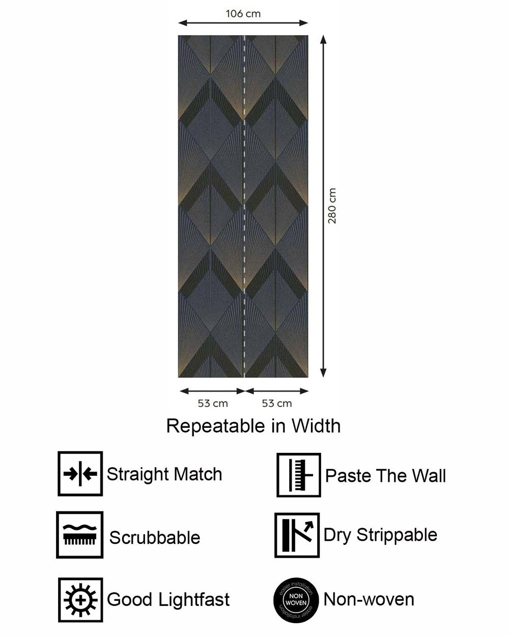 North Sea Blue Art Deco Diamond Sunburst  Residential Mural RM9272