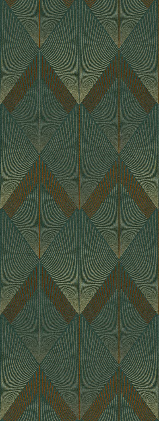 English Holly Art Deco Diamond Sunburst  Residential Mural RM9274