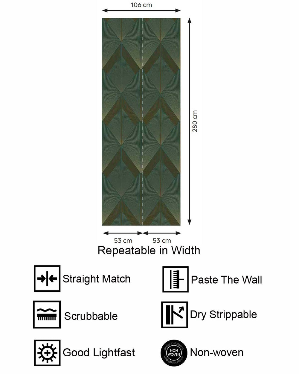 English Holly Art Deco Diamond Sunburst  Residential Mural RM9274