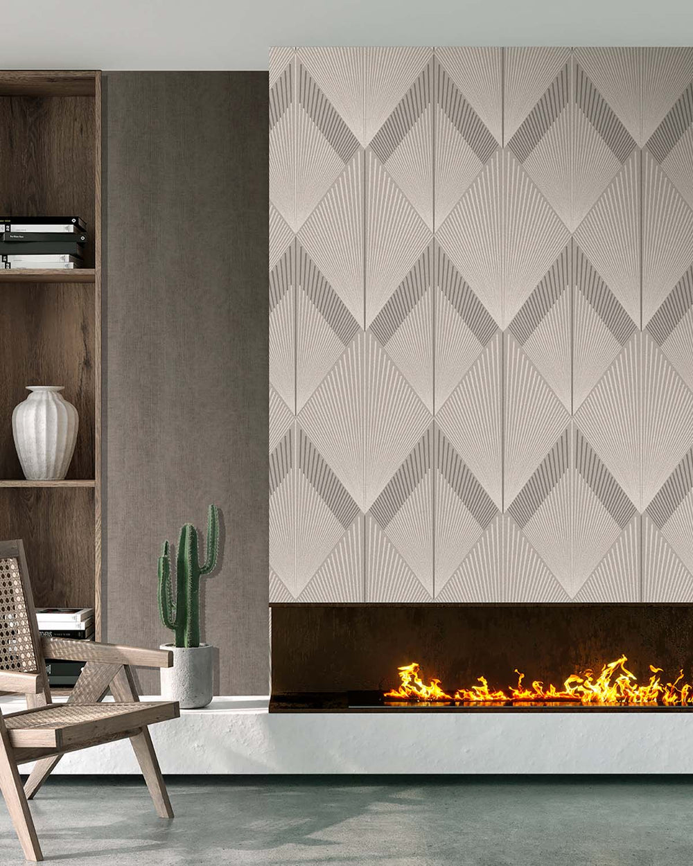 Bright Sepia Art Deco Diamond Sunburst  Residential Mural RM9275
