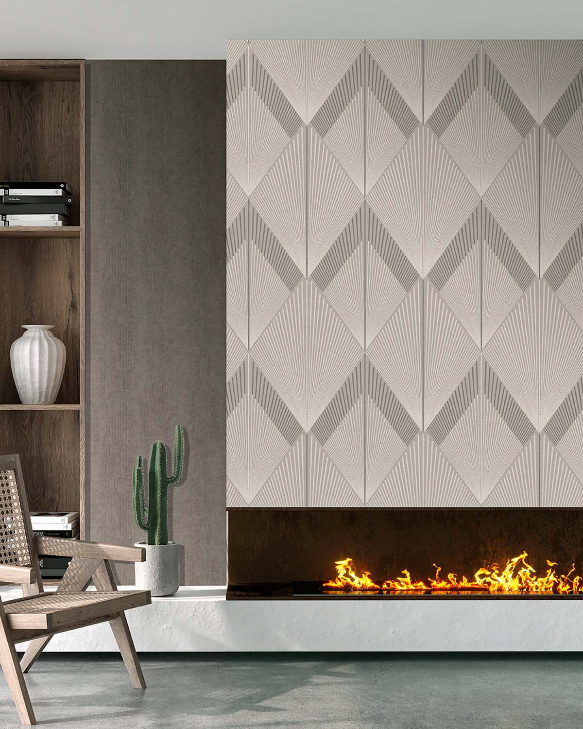 Bright Sepia Art Deco Diamond Sunburst  Wallpaper Panels RM9275