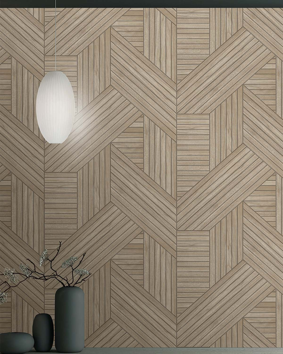Antique Windmill Interwoven Faux Parquet Geometric Wallpaper Panels RM9276