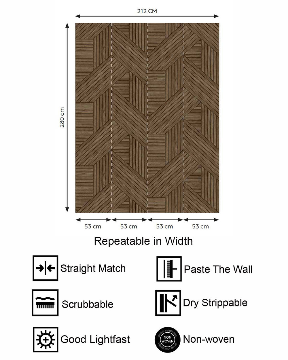 Uguisu Brown Interwoven Faux Parquet Geometric Residential Mural RM9277