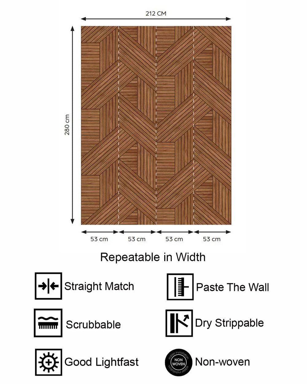 Autumn Bark Interwoven Faux Parquet Geometric Residential Mural RM9278