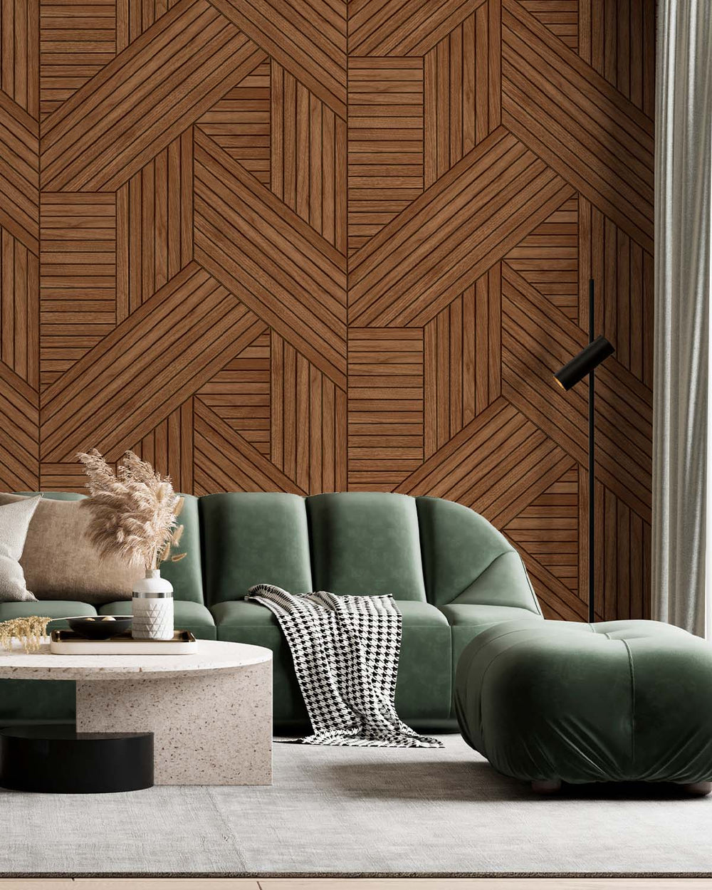 Autumn Bark Interwoven Faux Parquet Geometric Residential Mural RM9278