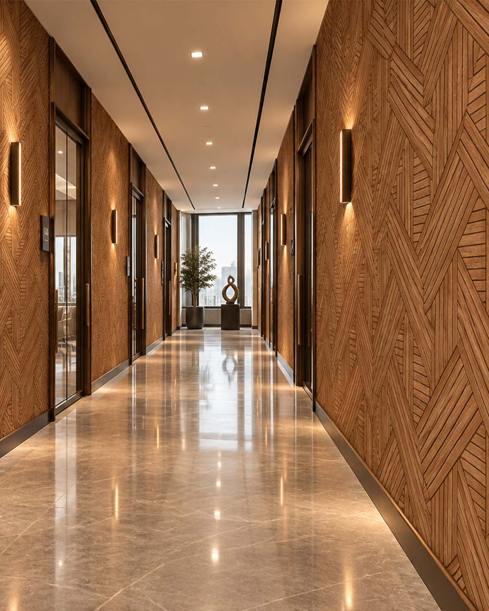 Autumn Bark Interwoven Faux Parquet Geometric Residential Mural RM9278