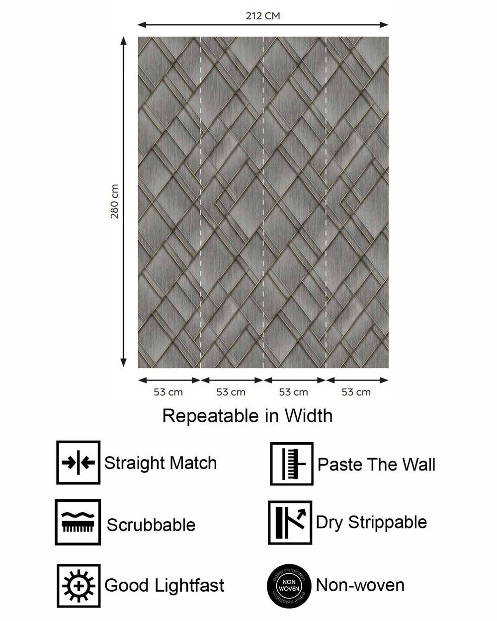 Grey Porcelain Modern Geometric Trellis  Residential Mural RM9279