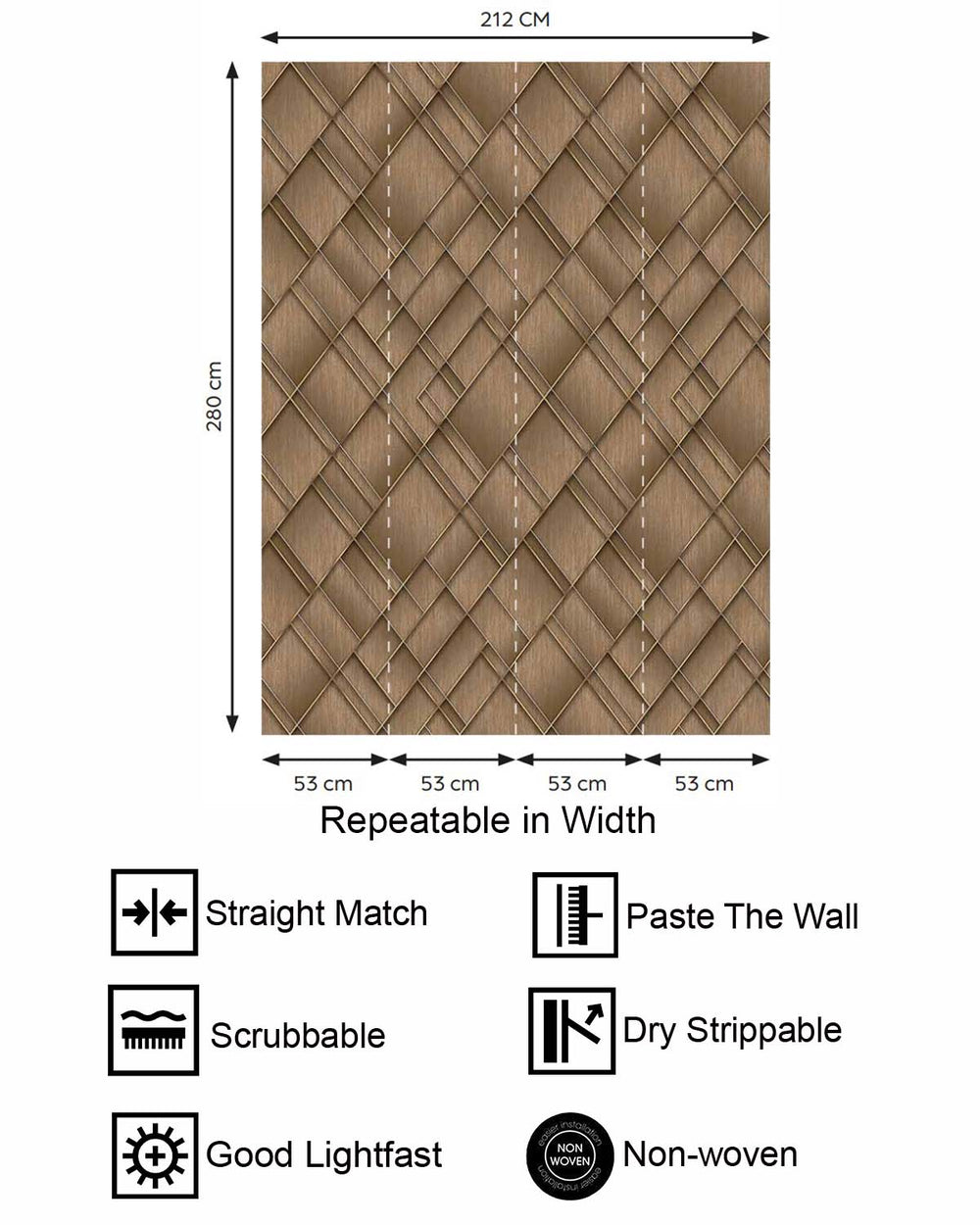 Chester Brown Modern Geometric Trellis  Residential Mural RM9281