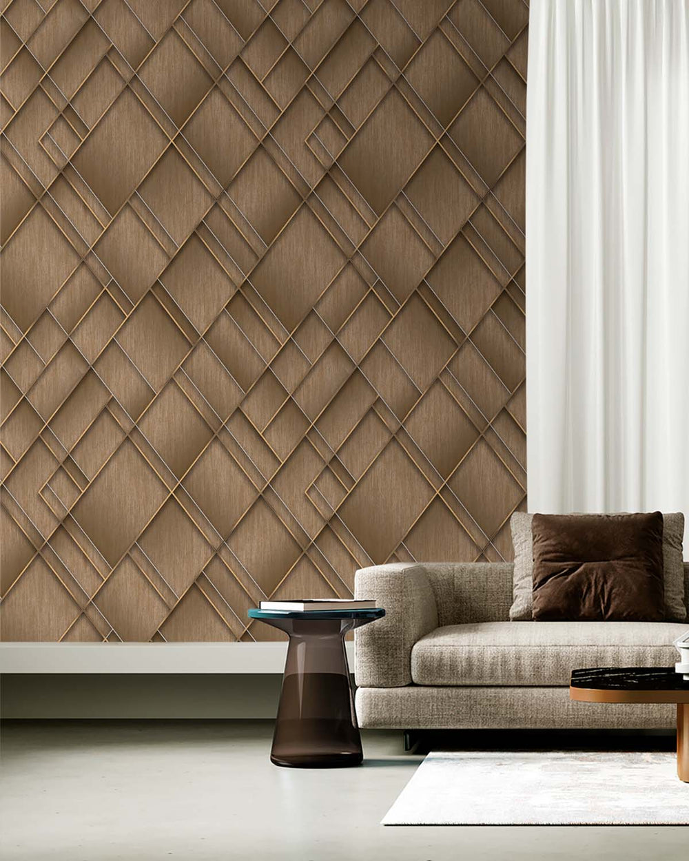 Chester Brown Modern Geometric Trellis  Residential Mural RM9281