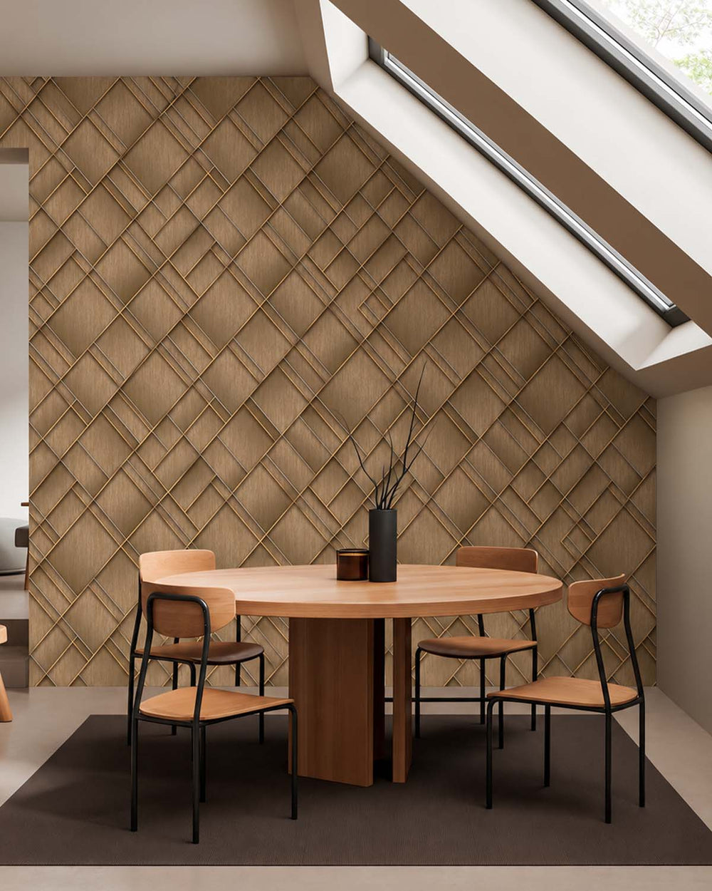 Chester Brown Modern Geometric Trellis  Residential Mural RM9281