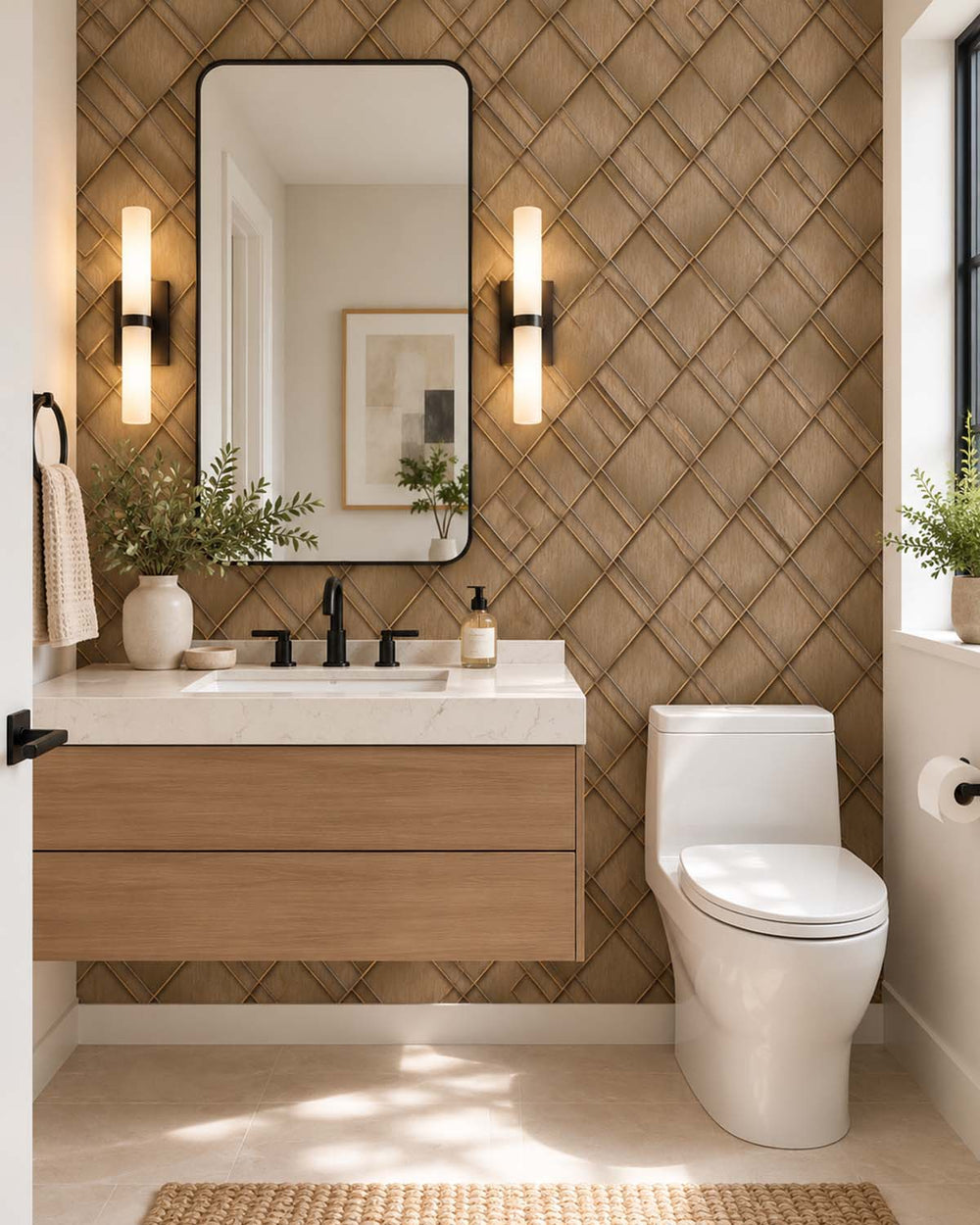 Chester Brown Modern Geometric Trellis  Residential Mural RM9281