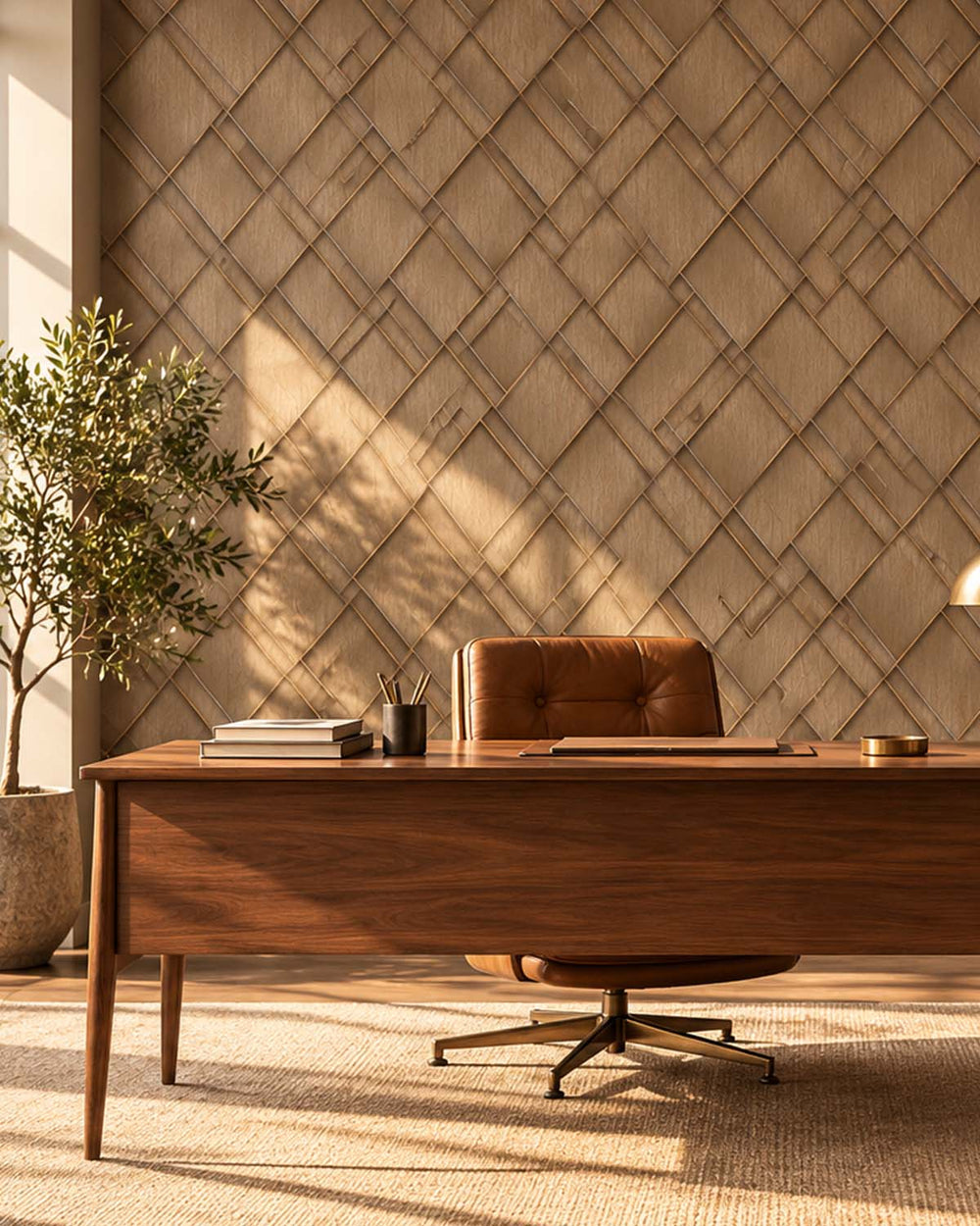 Chester Brown Modern Geometric Trellis  Residential Mural RM9281