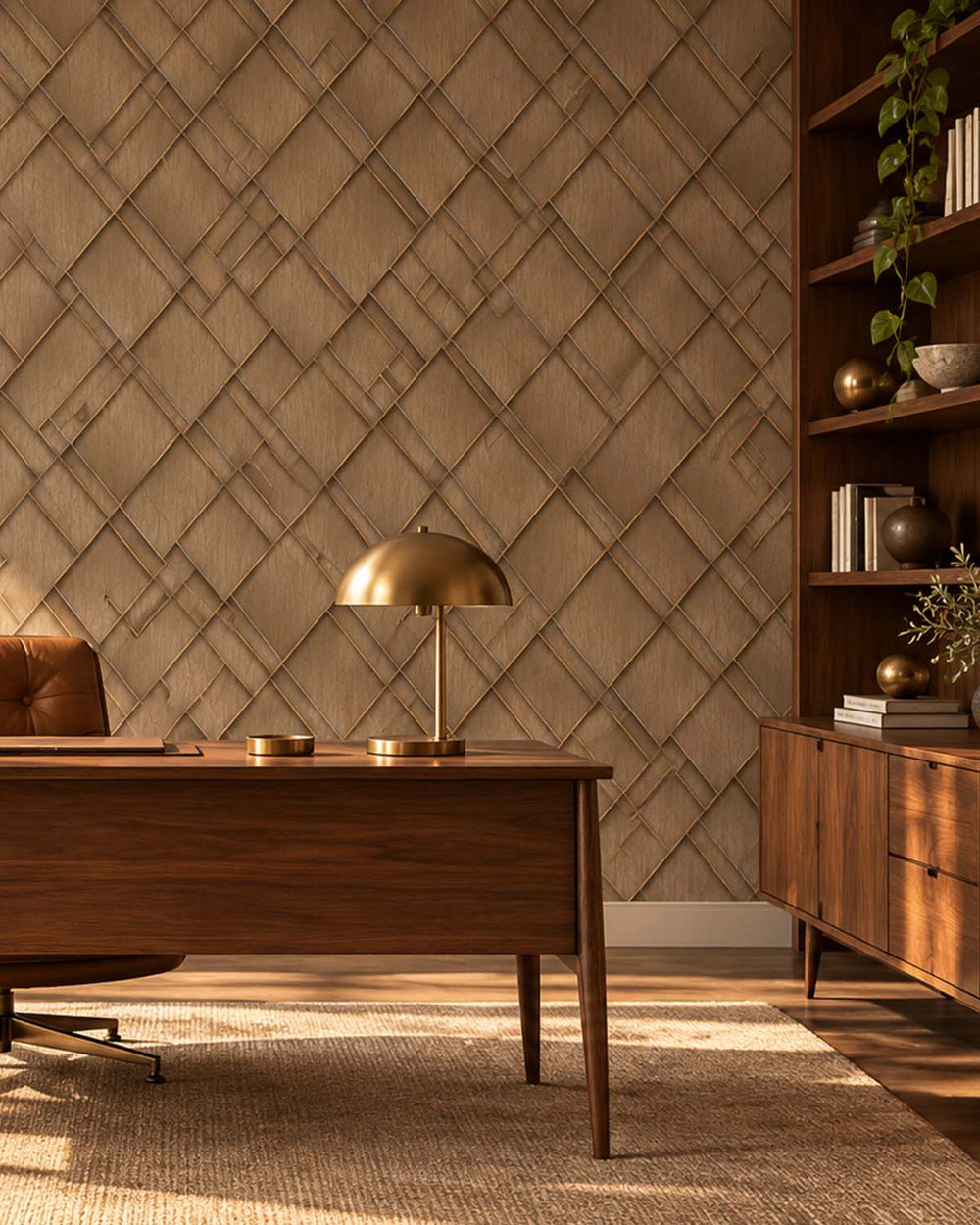 Chester Brown Modern Geometric Trellis  Residential Mural RM9281