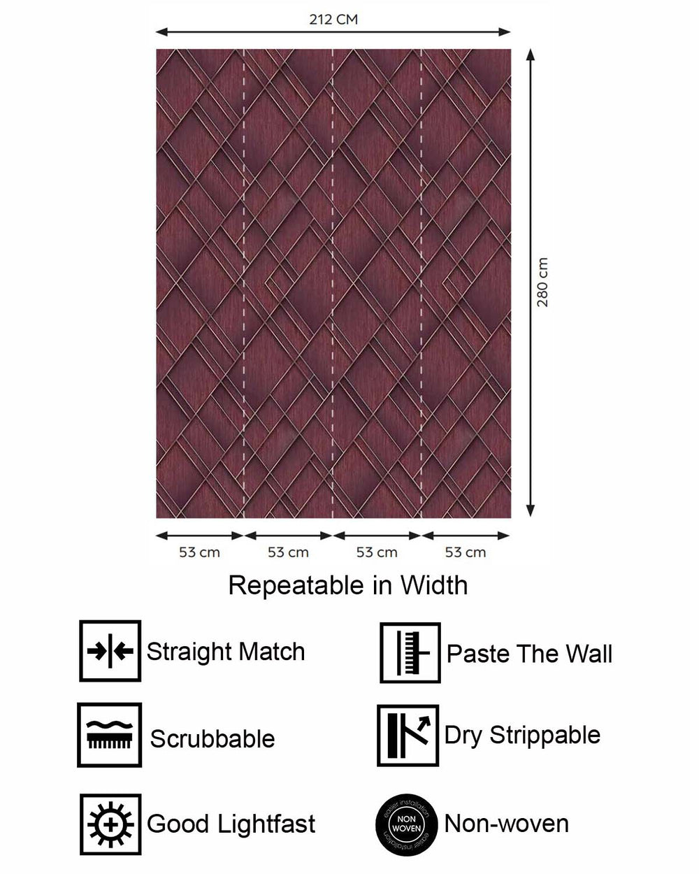 Windsor Wine Modern Geometric Trellis  Residential Mural RM9282