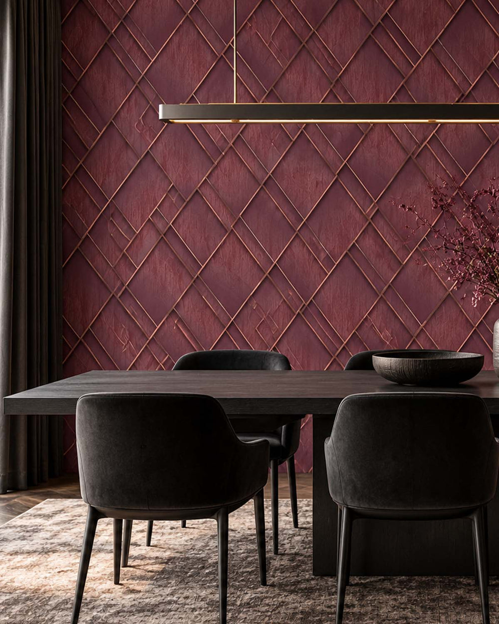 Windsor Wine Modern Geometric Trellis  Residential Mural RM9282