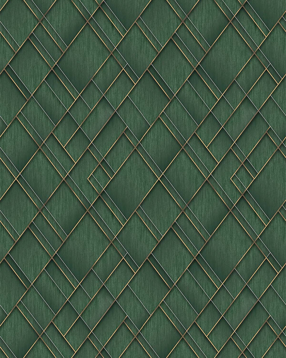 Mushiao Green Modern Geometric Trellis  Residential Mural RM9283