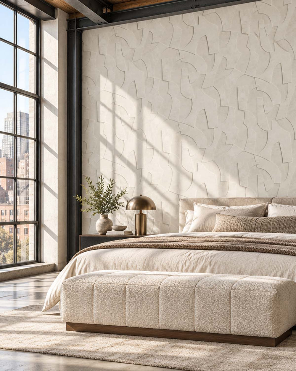 Grey Pebble Sculptural Bas-Relief Abstract Residential Mural RM9284