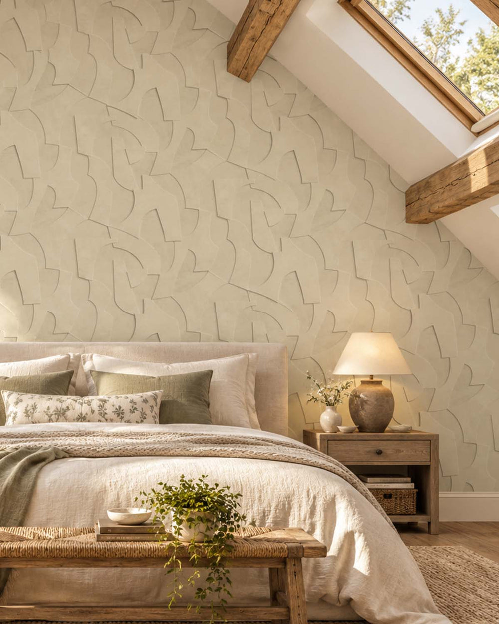 Desert Khaki Sculptural Bas-Relief Abstract Residential Mural RM9285