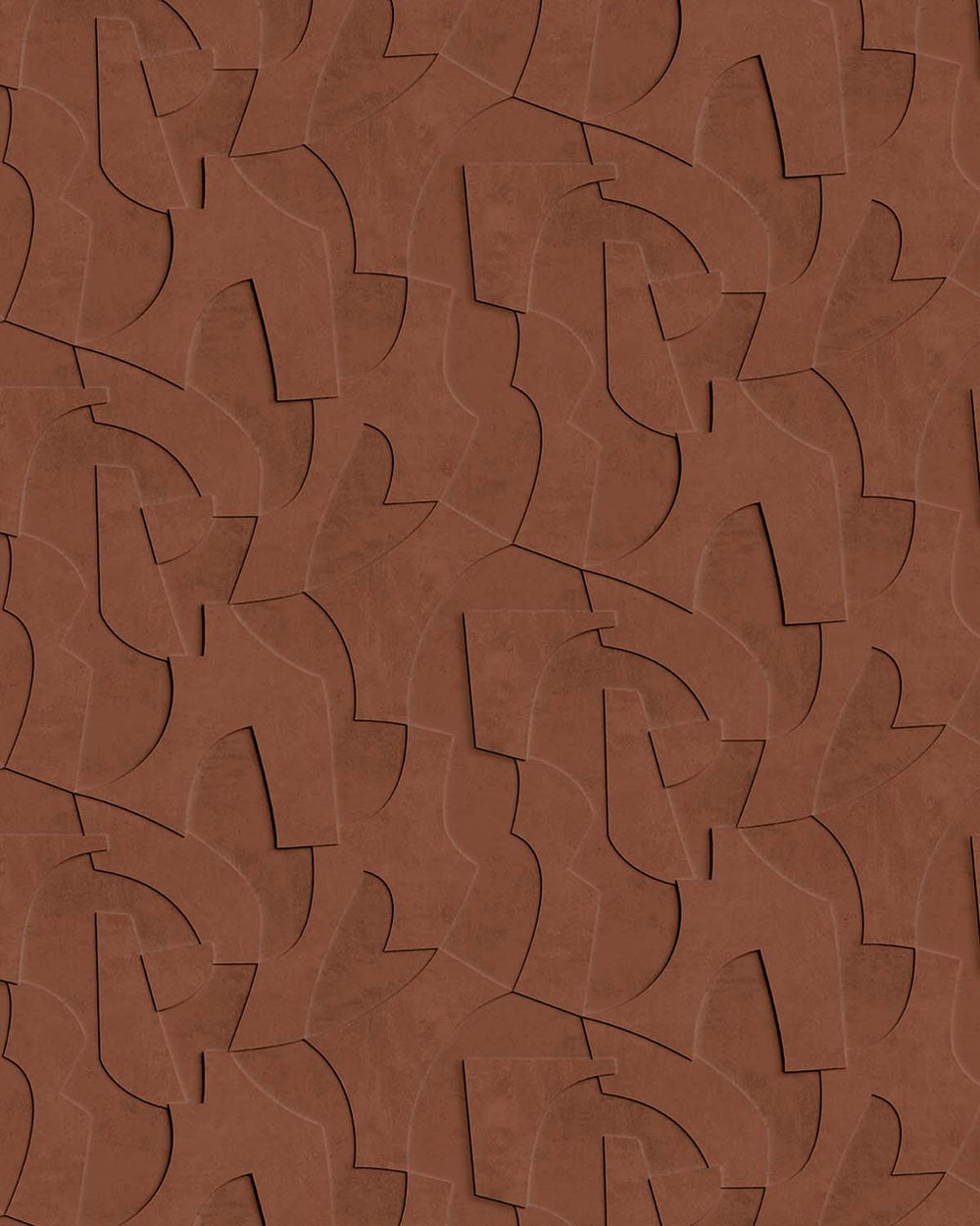 Sencha Brown Sculptural Bas-Relief Abstract Residential Mural RM9287