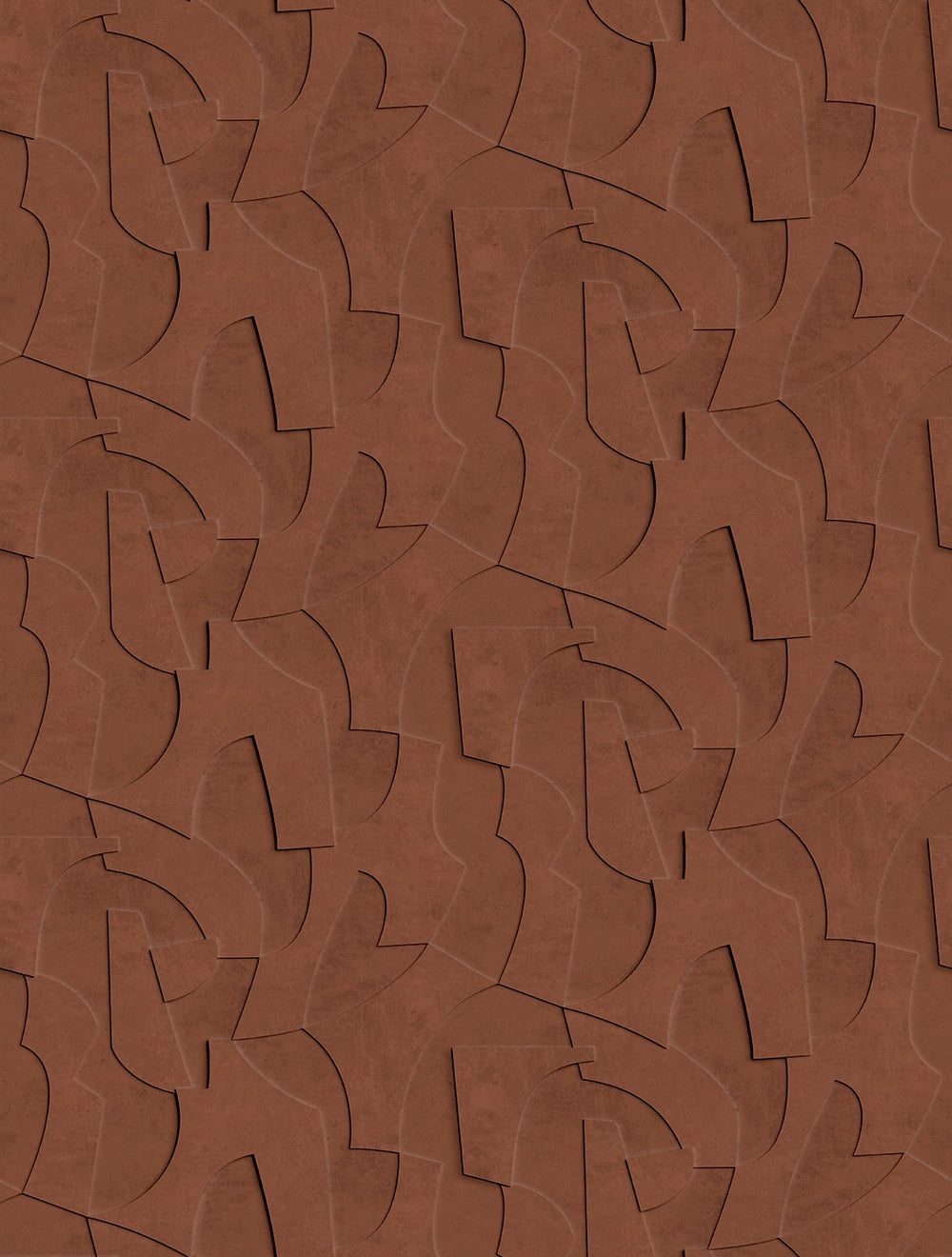 Sencha Brown Sculptural Bas-Relief Abstract Residential Mural RM9287