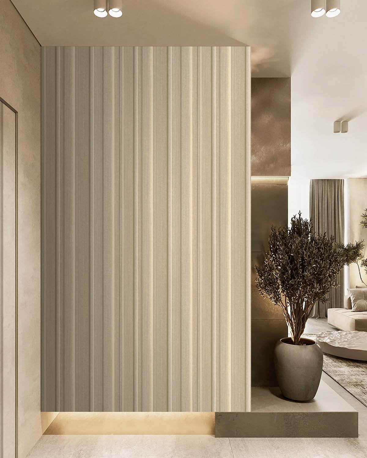 Best Beige 3D Faux Wood Slat  Wallpaper Panels RM9288