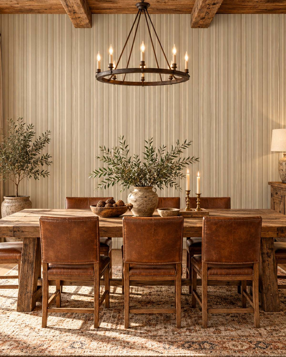 Best Beige 3D Faux Wood Slat  Residential Mural RM9288