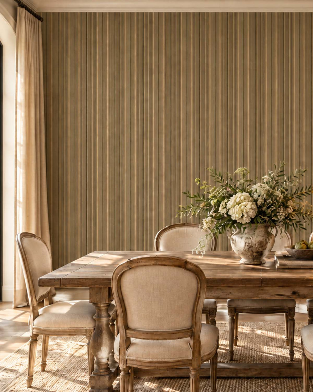 Olive Wood 3D Faux Wood Slat  Residential Mural RM9289