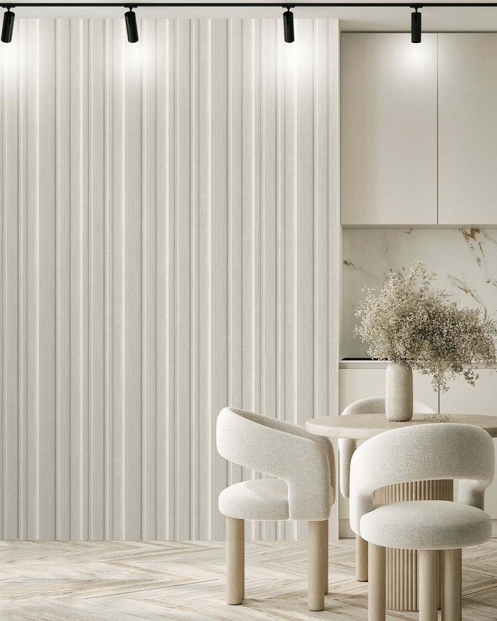 Play on Grey 3D Faux Wood Slat  Residential Mural RM9290