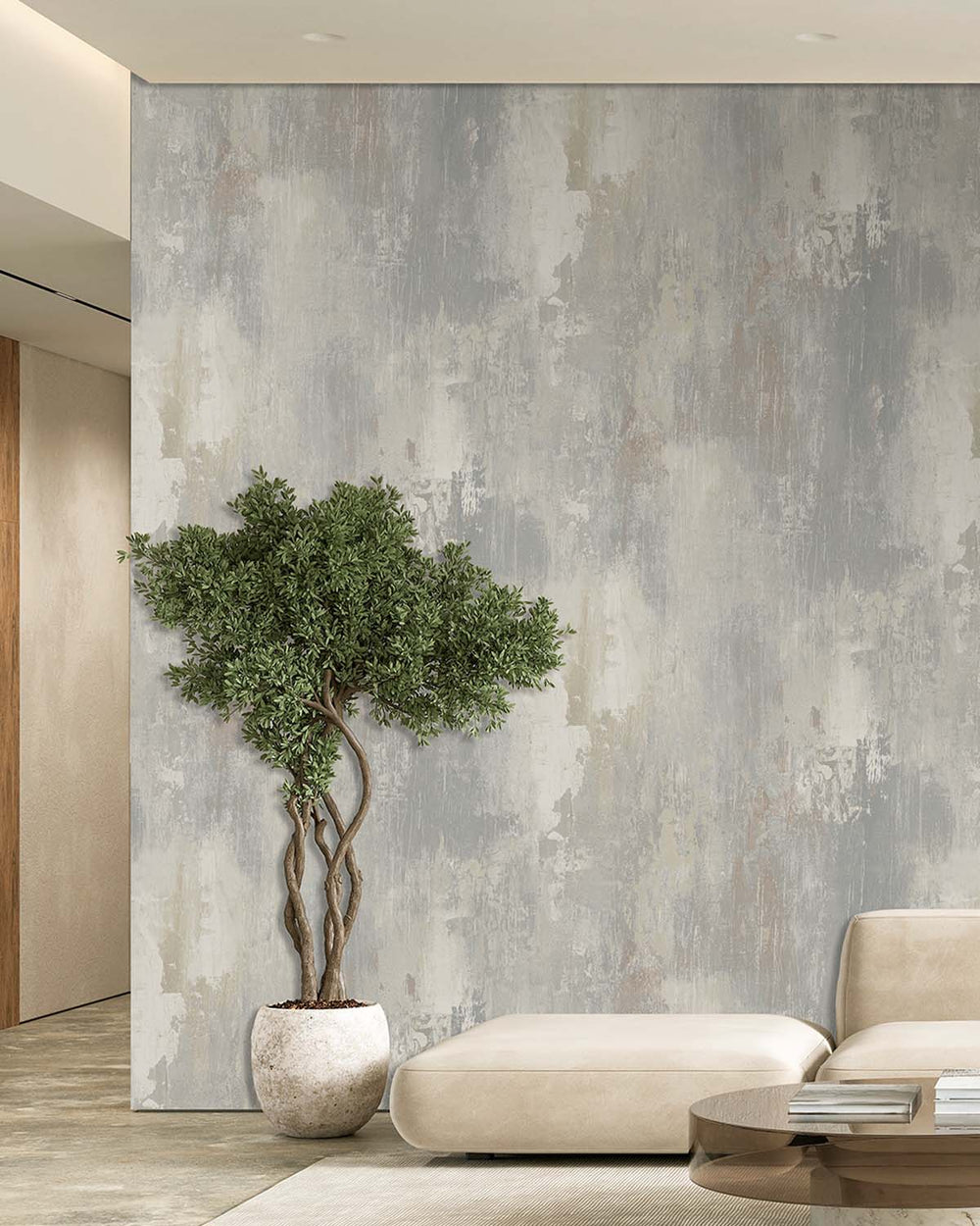 Kamenozoki Grey Distressed Concrete Residential Mural RM9292