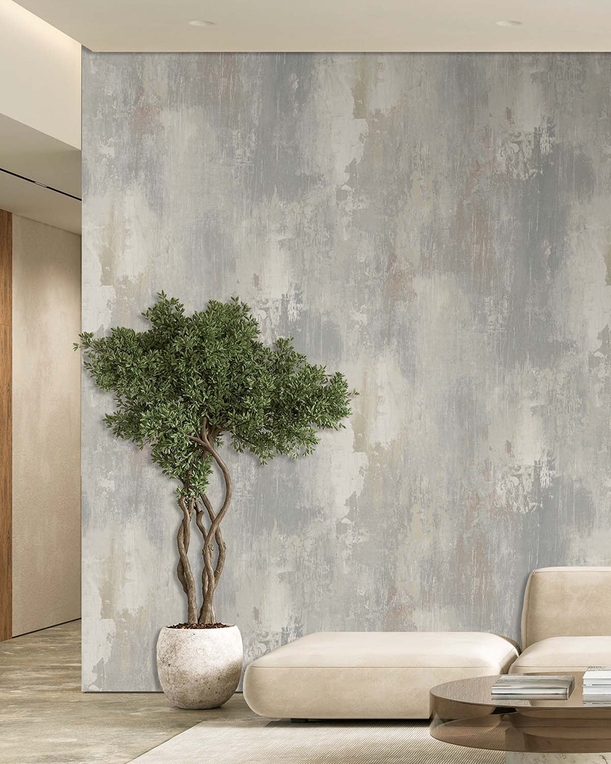Kamenozoki Grey Distressed Concrete Wallpaper Panels RM9292