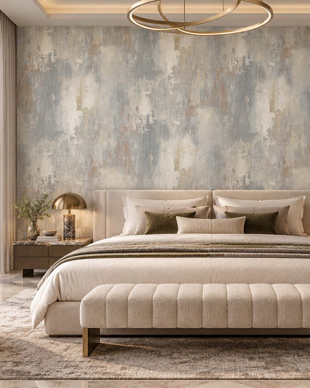 Kamenozoki Grey Distressed Concrete Residential Mural RM9292