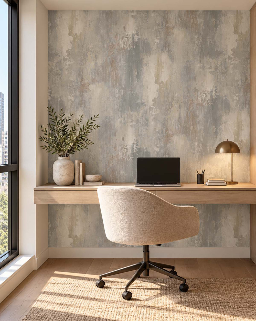 Kamenozoki Grey Distressed Concrete Residential Mural RM9292