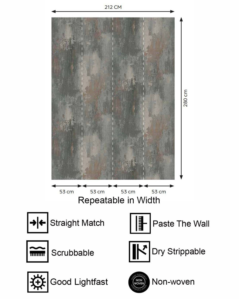 Grey Porcelain Distressed Concrete Residential Mural RM9293