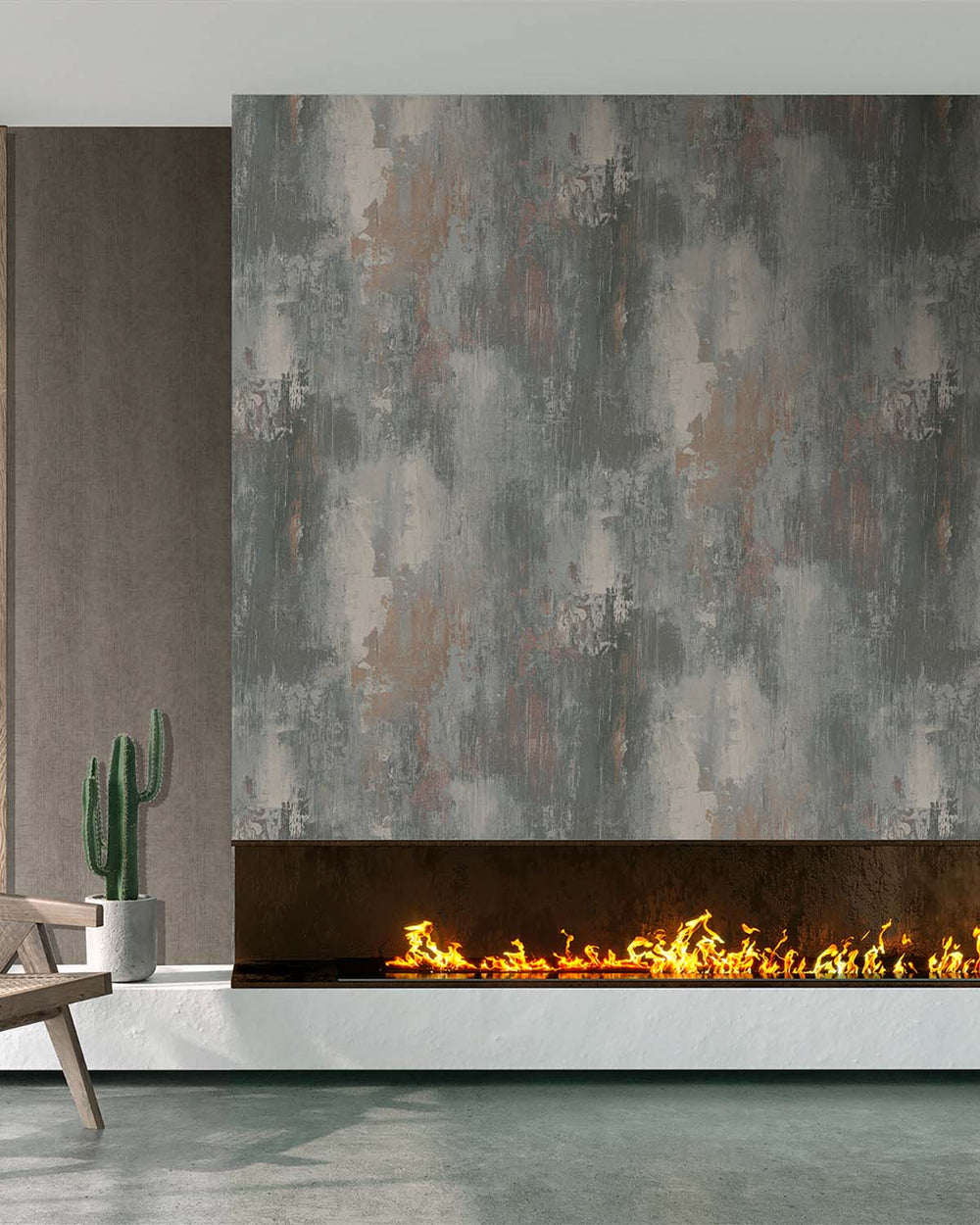 Grey Porcelain Distressed Concrete Residential Mural RM9293