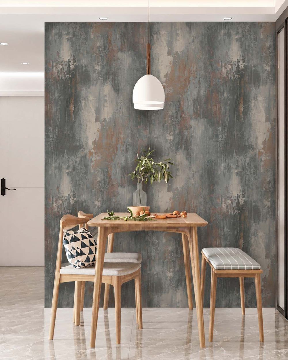 Grey Porcelain Distressed Concrete Residential Mural RM9293