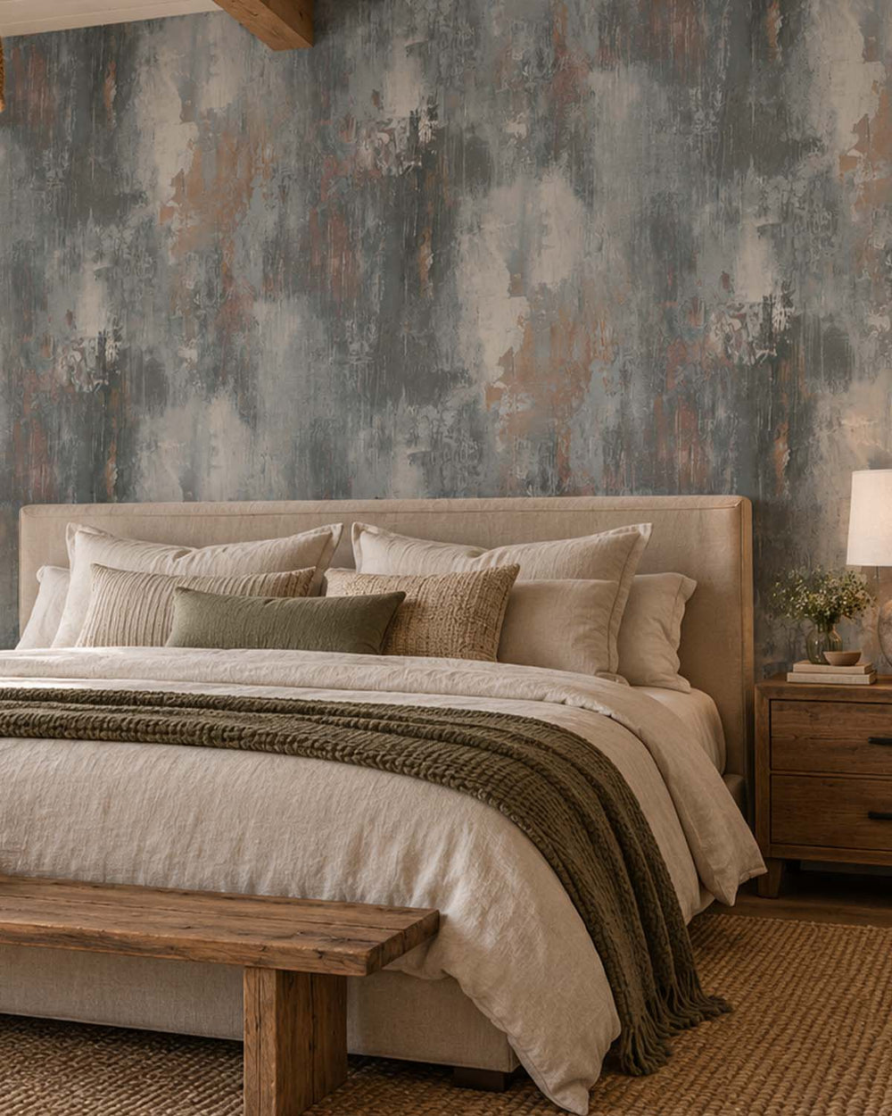 Grey Porcelain Distressed Concrete Residential Mural RM9293