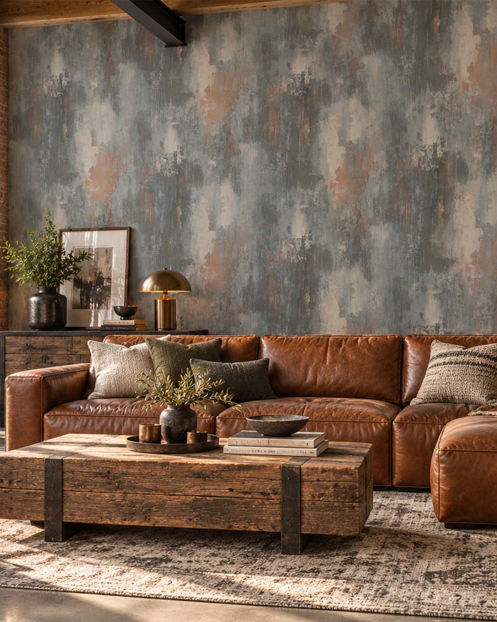 Grey Porcelain Distressed Concrete Residential Mural RM9293