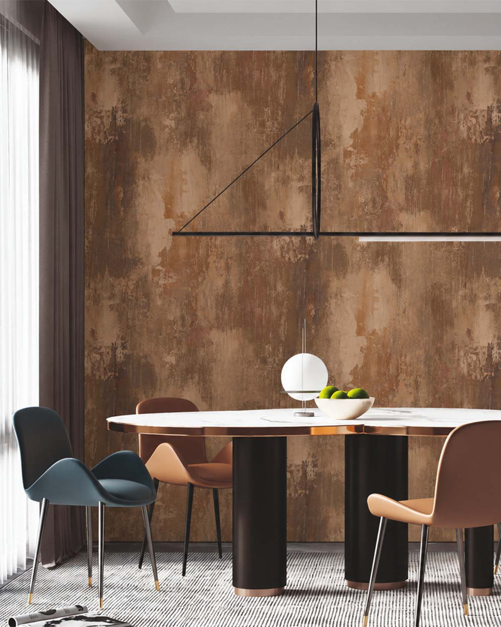 Nougat Brown Distressed Concrete Residential Mural RM9294